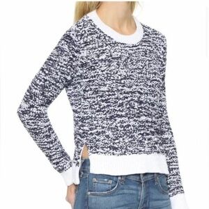 Rag & Bone Marley dark navy/white chunky knit cropped crewneck sweater. XS